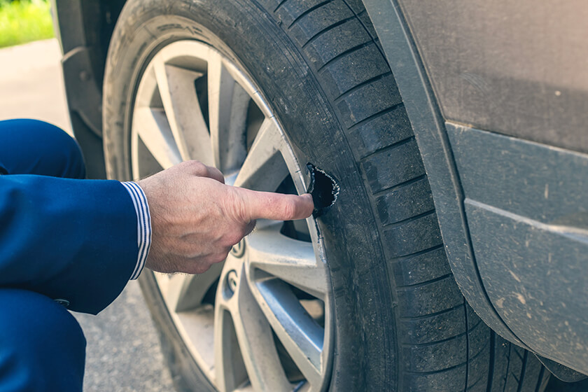 slashed tire