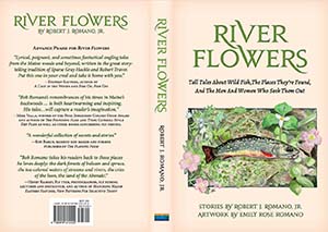 A book cover featuring a painting of a brook trout and titled "River Flowers" 