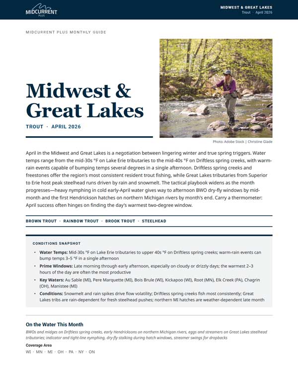 Midwest & Great Lakes Trout Monthly Guide — Regional Coverage Details